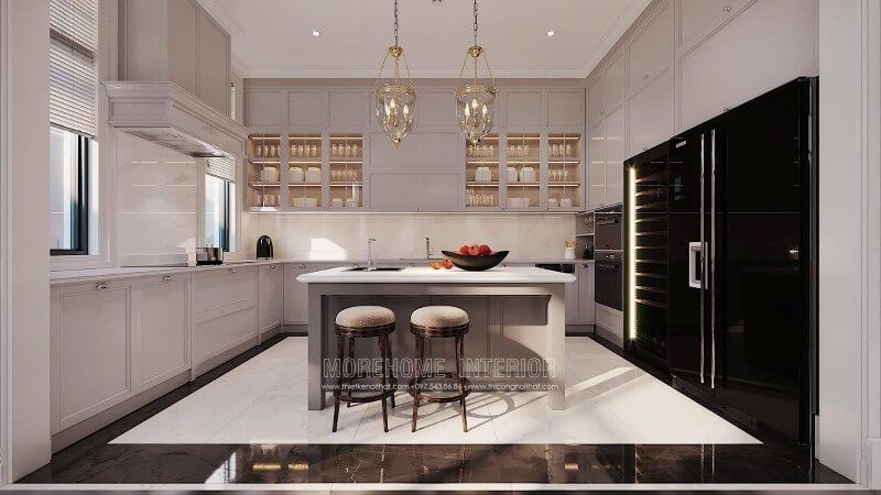Mẫu tủ bếp gỗ đẹp tại biệt thự Ciputra Hà Nội