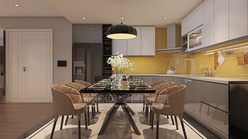 Bộ bàn ăn gỗ 6 ghế hiện đại tạo điểm nhấn nổi bật cho không gian căn phòng